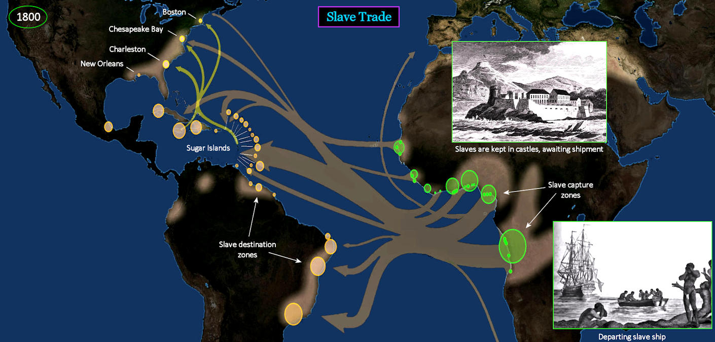 Slave trade, 1800 map